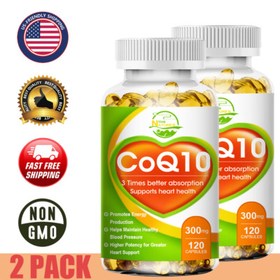 (2 Pack)CoQ-10 CoEnzyme Q-10 300mg Support Heart Health,High Potency 240 Capsule