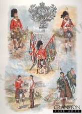 Harry Payne Military art post card Badge and colours of the Cameron Highlanders