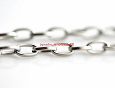 Lot 5pcs in bulk 4mm 21.6'' Women Men Necklace stainless steel Smooth Oval Chain