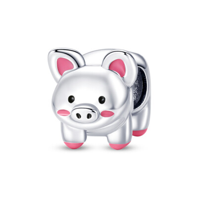 MULA Original Nette Haustier Schwein DIY Charm Für Frauen Armband 925 Versilbert