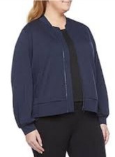 Stylus Navy Platoon Blue Bomber Full Zip Jacket Pockets Cinched Cuffs Casual 2x