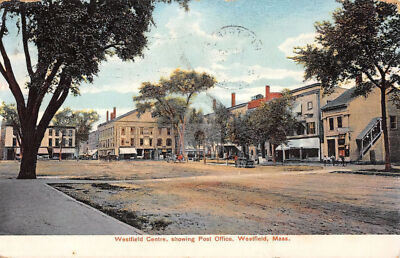 Westfield Massachusetts Centre Street Scene Postcard Copy