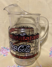Vintage Coca Cola Large 10” Tall Tiffany Style Stained Glass Pitcher