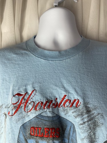 Rare Vintage 90s Large Nutmeg Houston Oilers NFL T Shirt Made In USA Embroidered - Picture 5 of 12