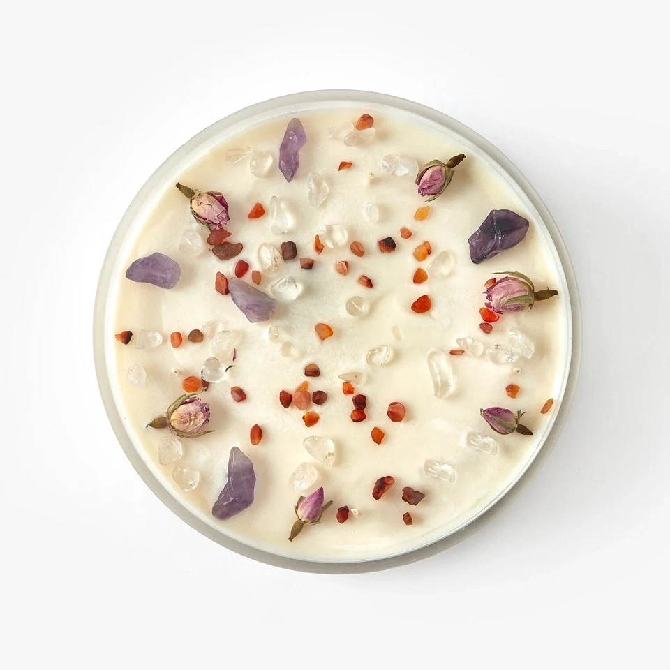 Crystal & Botanical Scented Candle CALMING Aromatherapy / Chakra - Large 950g - image 2 of 3