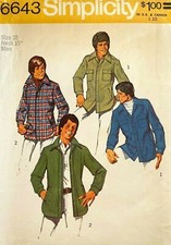 1970's VTG Simplicity Men's Shirt-Jacket Pattern 6643 Size 38 UNCUT