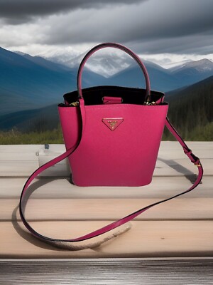 Prada Pannier Saffiano Leather Smal Bag 2 Way Mini Hand Shoulder Pink NO HANGTAG