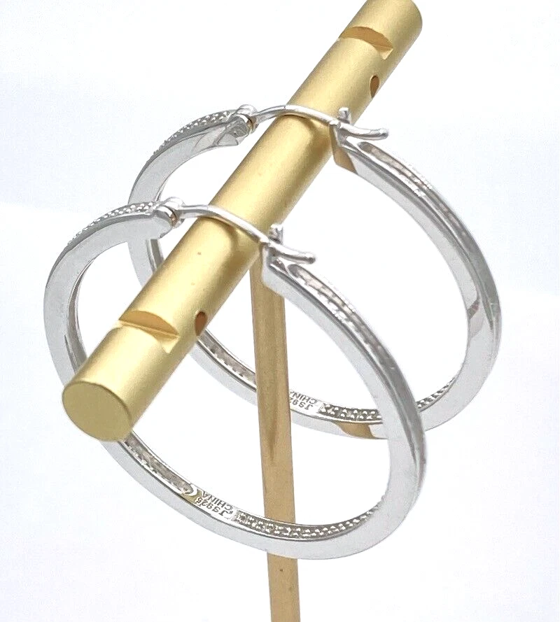 Classic Affinity Diamonds 1.5" Inside Out 1/2 ct tw Diamond Hoop Earrings 9.3g - Image 2 of 3