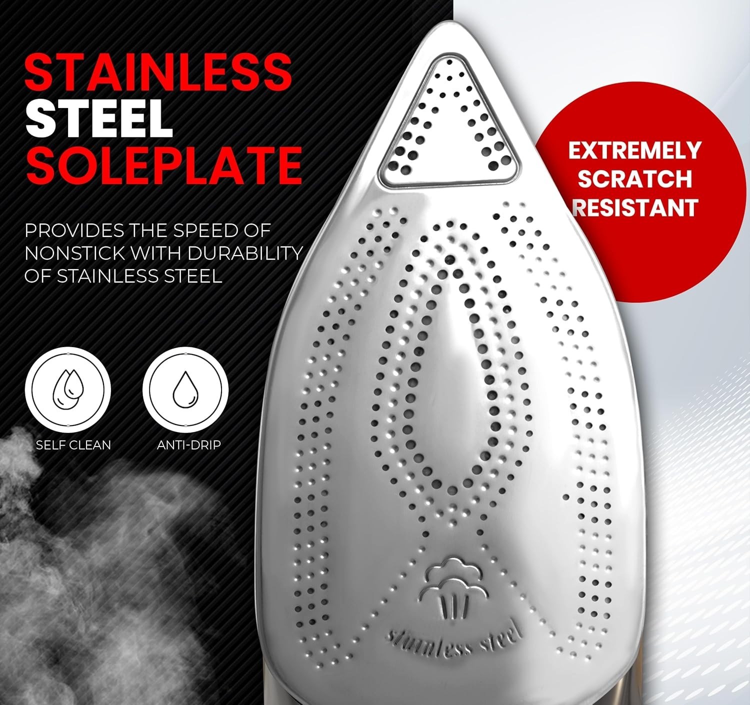 Utopia Home Steam Iron for Clothes - Non-Stick Soleplate - 2600W Clothes Iron Wi