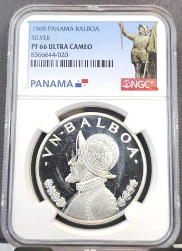 1968 PANAMA SILVER 1 BALBOA NGC PF 66 ULTRA CAMEO NICE GEM PROOF