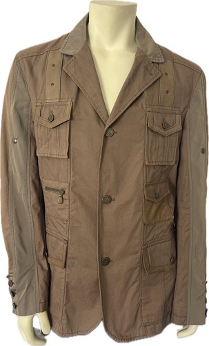 Roberto Cavalli, Vintage CLASS Roberto Cavalli Men Safari Utility Jacket IT 50 Leather Trim $1490