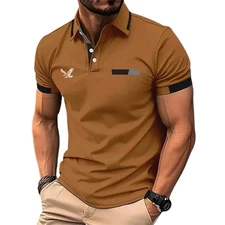 Men's Golf Shirt Golf Polo Work Casual Lapel Short Sleeve Basic Modern Color Blo