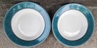 2 Dansk Gridworks Green Soup Bowl Portugal White w/ Green Trim . 90s Era — photo 1