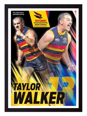 Framed 2025 Adelaide Crows AFL 300 Games Poster - Taylor Walker - 84cm x 59.5cm