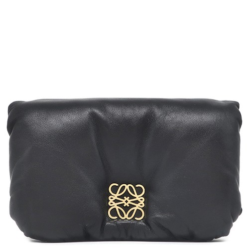 LOEWE Shoulder Bag Goya Puffer Mini lambskin  black Gold Metal black A896W