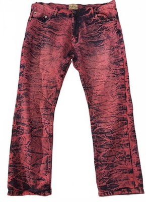 Mason's Red and Black Acid Wash Denim Jeans 40