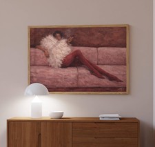 Abstract Fashion Woman Pink Mid Century Textured Wall Art Print