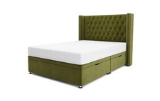 DFS Aldridge Olive Green Velvet Super King Ottoman Storage Bedframe RRP £1399