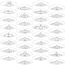 Chunyin 32 Pcs Sliver Tiaras Bulk for Women Glitter Rhinestone Princess Crown...