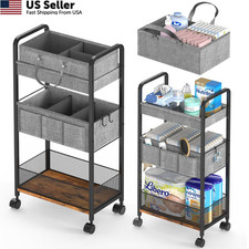 LIDTOP 2In1 Baby Diaper Caddy 3-Tier Rolling Cart, Black