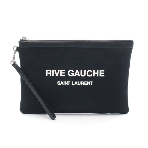 Yves Saint Laurent YVES SAINT LAURENT Rive Gauche Clutch Bag Canvas Leather Wome