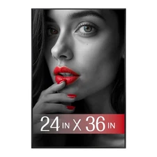 24x36 Poster Frame, Horizontal or Vertical Display Black Picture Frame, Wall