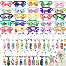 Saintrygo 50 Pcs Dog Bow Ties Collars Set Include 25 Dog Neckties and 25 Pupp...