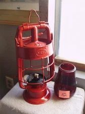 DIETZ KING FIRE DEPT LANTERN--MY # 52 COLONIAL RED, RED GLASS