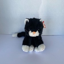 TY Plush Boots the Black & White Cat red bow 9.5" 1997 with tag and tag cover.