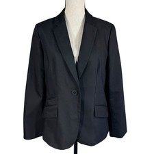 Chico  s SZ 1 Medium Blazer Jacket 1-Button V-Neck Notched Collar Lined Black