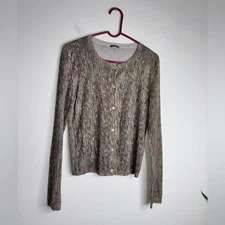 Bottega Veneta Cardigan Brown Print Striped Cashmere Silk Blend