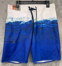 NWT Hang Ten Men's Non-Stretch Board Shorts 32x11 Blue HTY14S3007
