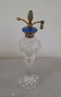 Antique Elegant Tall Sterling Silver And Blue Guilloche Enamel Scent Bottle