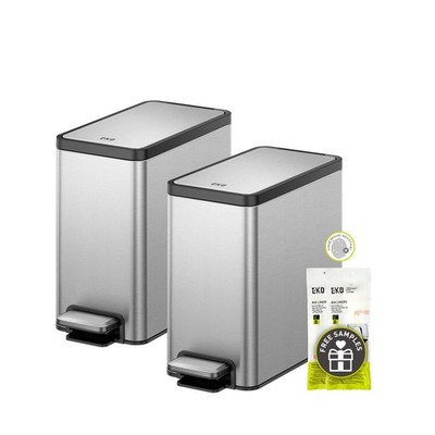 Trash Can 2 Pack 6L 1.6 Gallon Soft Close Step Pedal Stainless Steel EKO Small