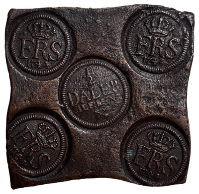SWEDEN 1744 Frederick I Copper Plate Money 1/2 Daler 90mm x 93mm  KM#PM65