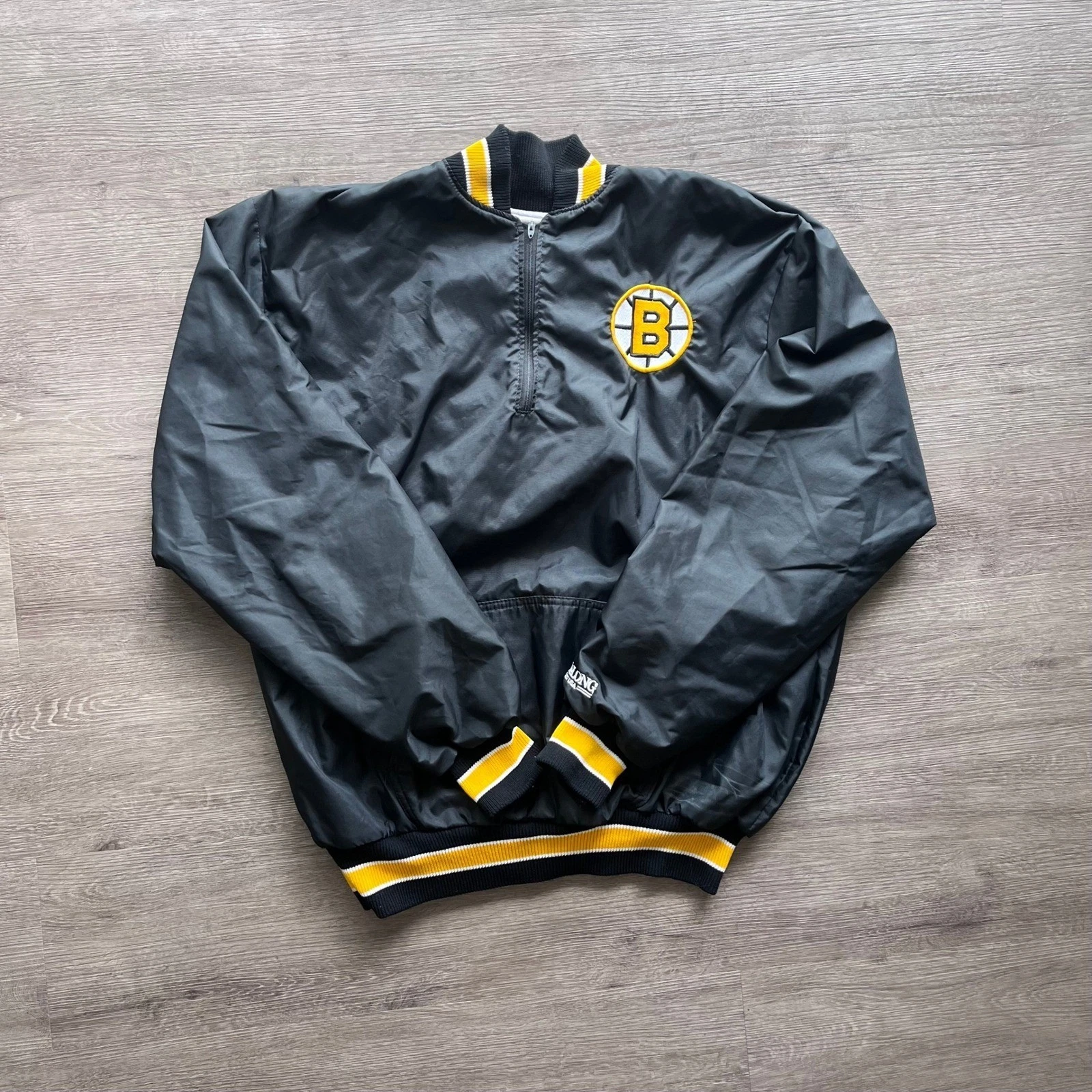 DeLONG Vintage Sportswear Boston Bruins Hockey Jacket Mens Quarter Zip Sz XL