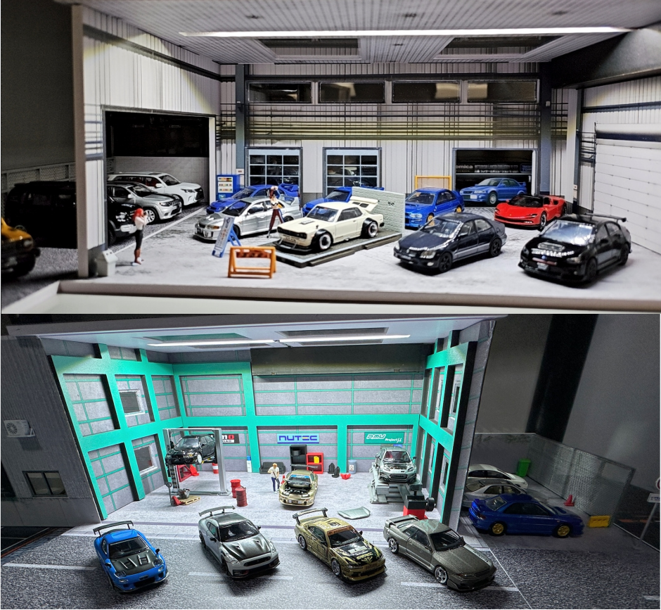 ☆Diorama Display Factory☆ More Art 1/64 Diorama Garage Model LED Lighting Factory Model