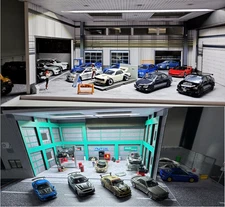More Art 1/64 Diorama Garage Model LED Lighting Factory Model Display Case US