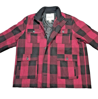 Buffalo Plaid Wool Jacket mens American Rag Cie XXL NWOT Red flannel Coat Nice