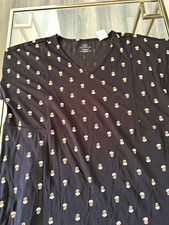purejill Navy/White Floral V-Neck Short Sleev...