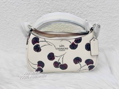 NWT COACH CCZ23 Teri Mini Crossbody Bag With Cherry Print Chalk
