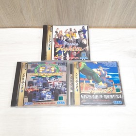 Sega Saturn Japanese white console in box 5 games & V. Fighgter guide book SB824