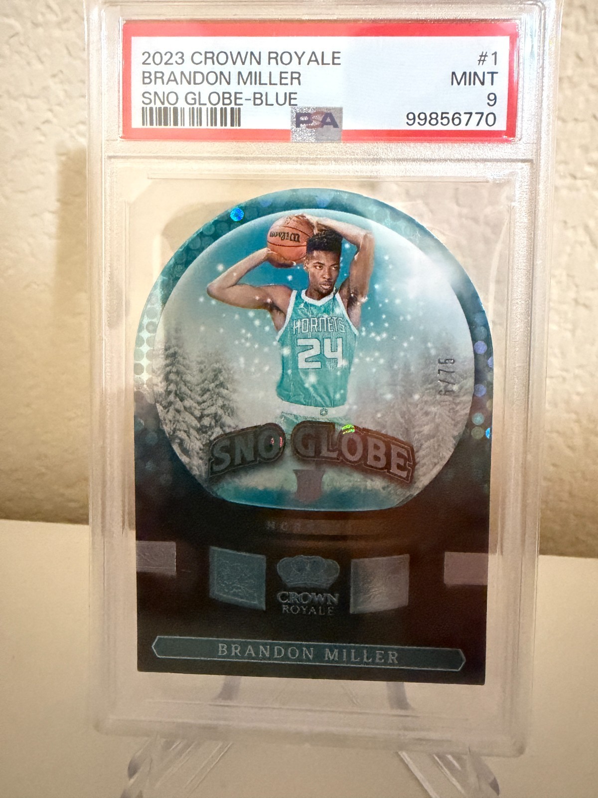 2023-24 Panini Crown Royale - Sno Globe Brandon Miller #1 Blue /75 (RC) PSA 9!