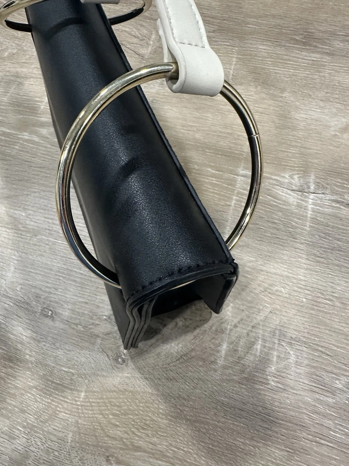 Anthropologie Melie Bianco Black purse with white strap rings & long black strap - Image 2 of 4