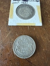 Lot of 2 Canadian Half Dollar 50c King George VI 1943, 1951