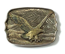 Flying Eagle Belt Buckle Western Silver  Gold Tone