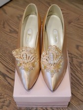 dyeable shoes blush silk with beading size 9