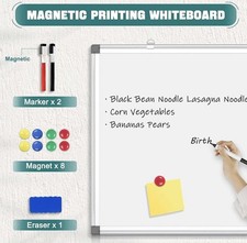 Magnetic Whiteboard, 90 X 120 cm Large White Board for Wall, Aluminum Frame Dry
