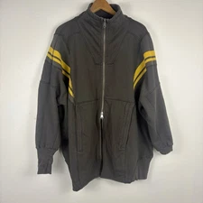 Free People Movement Sweatshirt Oversized Track Jacket Double Zip Large Gray 