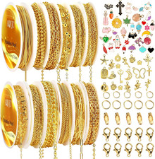 Gold Chain for Jewelry Making, 98 Feet 12 Rolls Jewelry Chains with Gold Charms